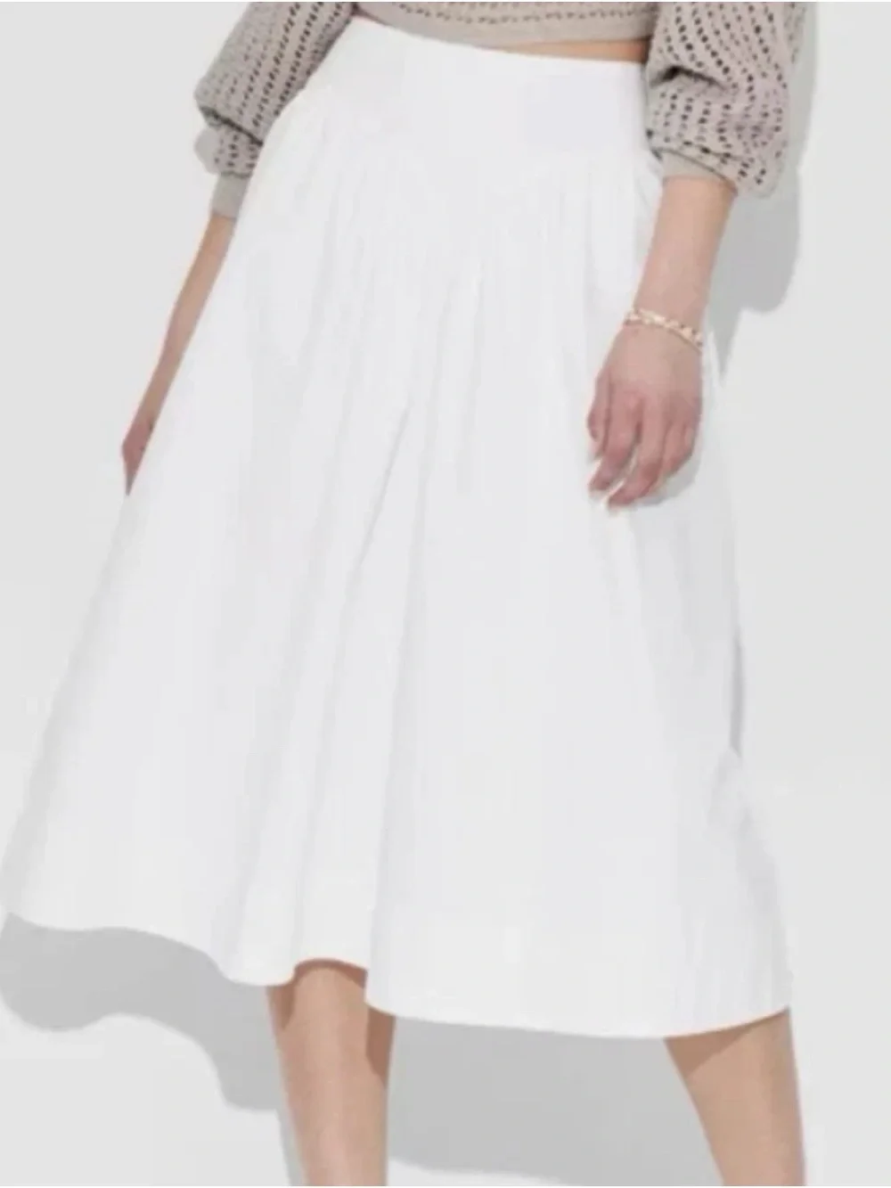 Wild Fable Women's Basque Waist Midi Skirt White Size M